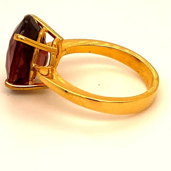 Red Zircon 10.06ct Solid 22K Yellow Gold Ring - Picture 5 of 6
